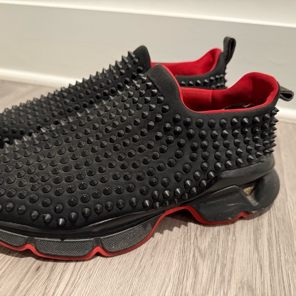 Christian Louboutin Black and Red Spiked Sneakers - Picture 11 of 11